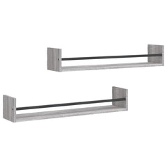 vidaXL Wall Shelves with Bars 2 pcs Grey Sonoma 80x16x14 cm 2