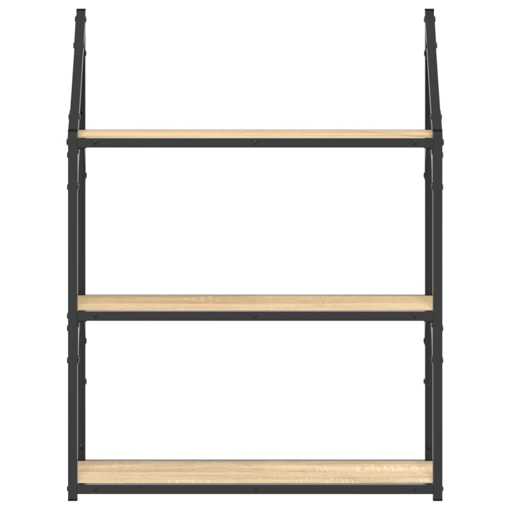 vidaXL 3-Tier Wall Shelf Sonoma Oak 60x21x78.5 cm Engineered Wood 4