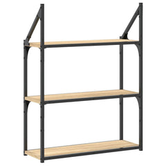 vidaXL 3-Tier Wall Shelf Sonoma Oak 60x21x78.5 cm Engineered Wood 6