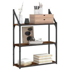 vidaXL 3-Tier Wall Shelf Smoked Oak 60x21x78.5 cm Engineered Wood 3