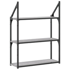 vidaXL 3-Tier Wall Shelf Grey Sonoma 60x21x78.5 cm Engineered Wood 6
