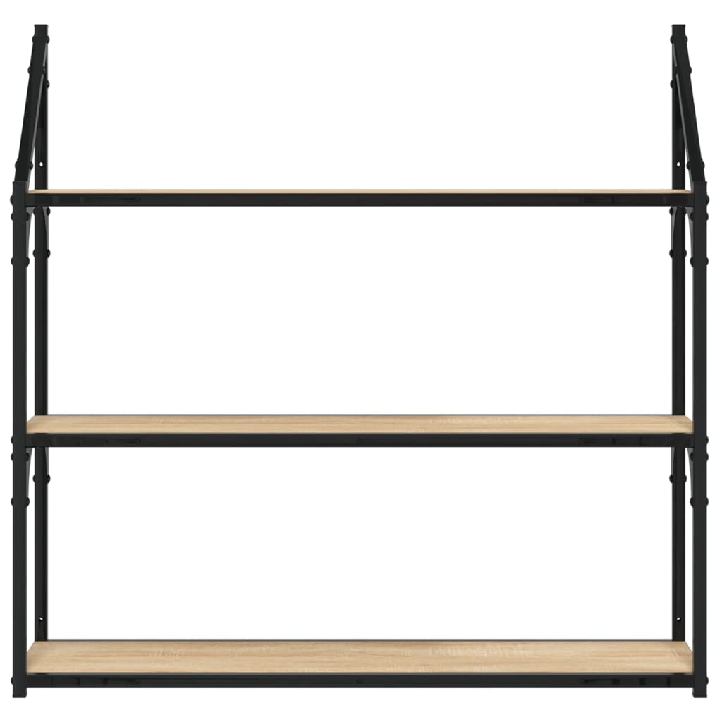 vidaXL 3-Tier Wall Shelf Sonoma Oak 80x21x78.5 cm Engineered Wood 4