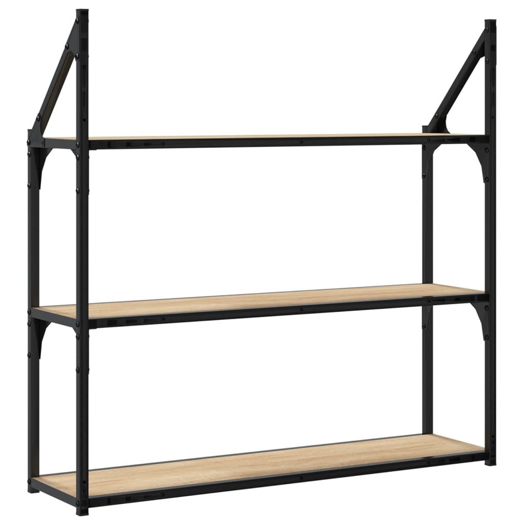 vidaXL 3-Tier Wall Shelf Sonoma Oak 80x21x78.5 cm Engineered Wood 6