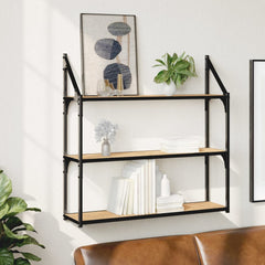 vidaXL 3-Tier Wall Shelf Sonoma Oak 80x21x78.5 cm Engineered Wood 1