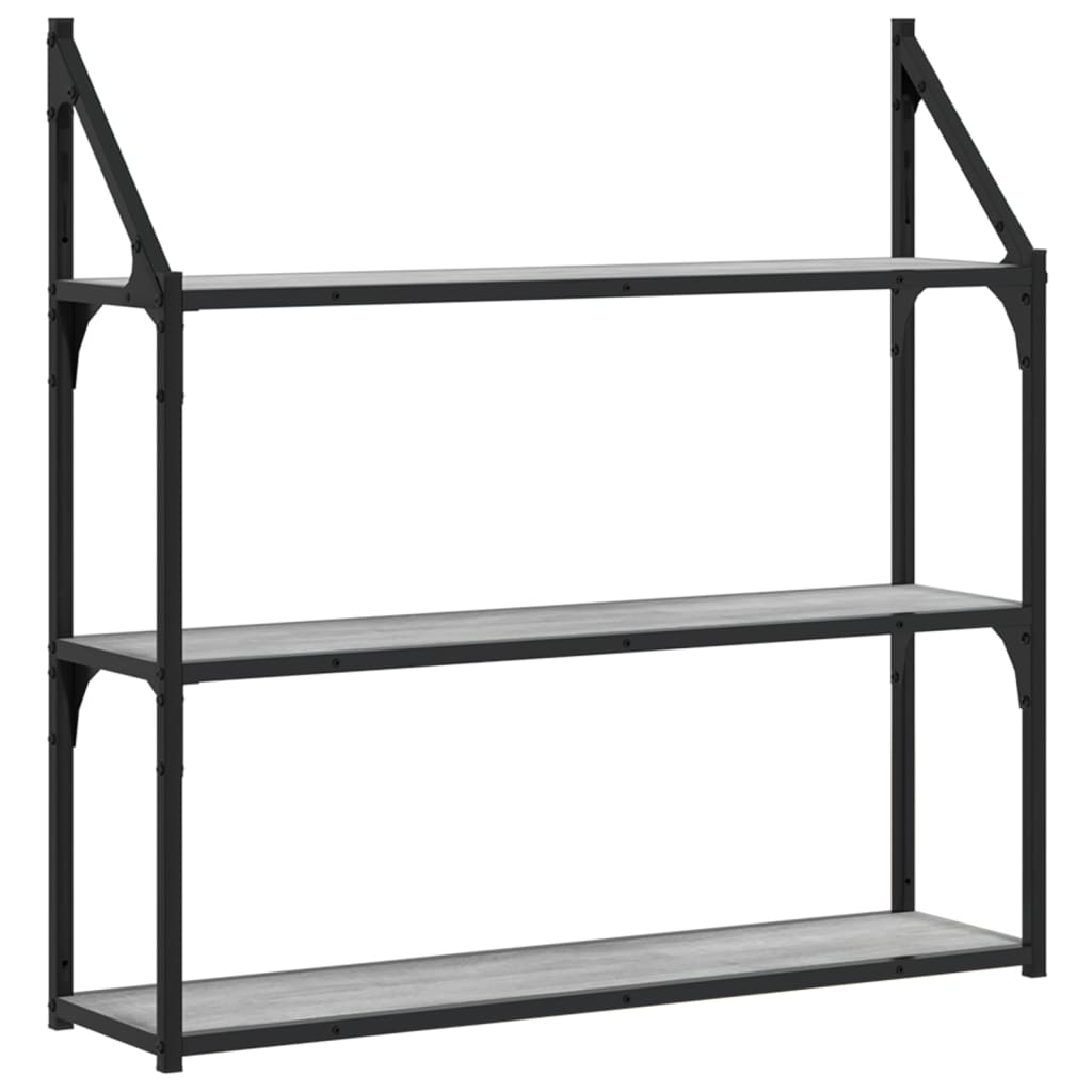 vidaXL 3-Tier Wall Shelf Grey Sonoma 80x21x78.5 cm Engineered Wood 2