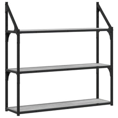 vidaXL 3-Tier Wall Shelf Grey Sonoma 80x21x78.5 cm Engineered Wood 2