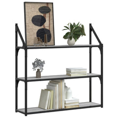 vidaXL 3-Tier Wall Shelf Grey Sonoma 80x21x78.5 cm Engineered Wood 3
