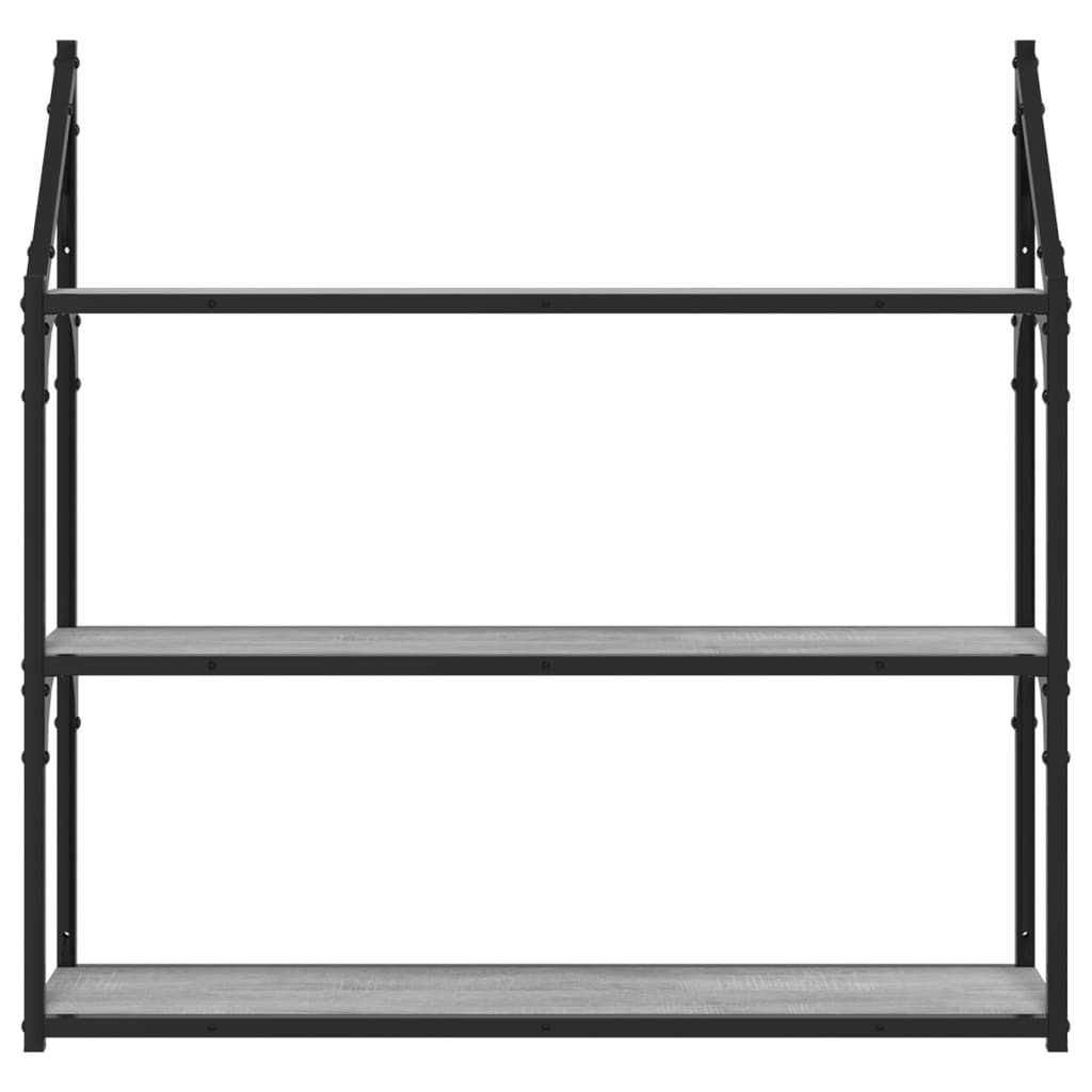 vidaXL 3-Tier Wall Shelf Grey Sonoma 80x21x78.5 cm Engineered Wood 4