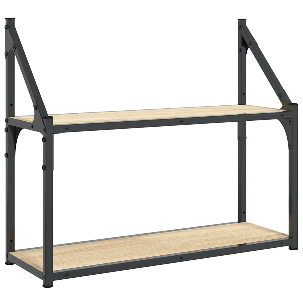 vidaXL 2-Tier Wall Shelf Sonoma Oak 60x21x51 cm Engineered Wood 2