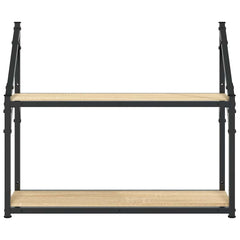 vidaXL 2-Tier Wall Shelf Sonoma Oak 60x21x51 cm Engineered Wood 4