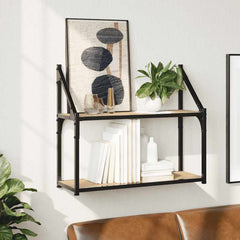 vidaXL 2-Tier Wall Shelf Sonoma Oak 60x21x51 cm Engineered Wood 1