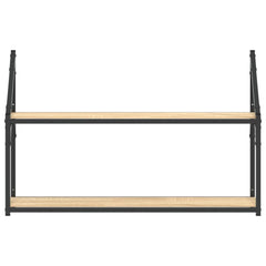 vidaXL 2-Tier Wall Shelf Sonoma Oak 80x21x51 cm Engineered Wood 4