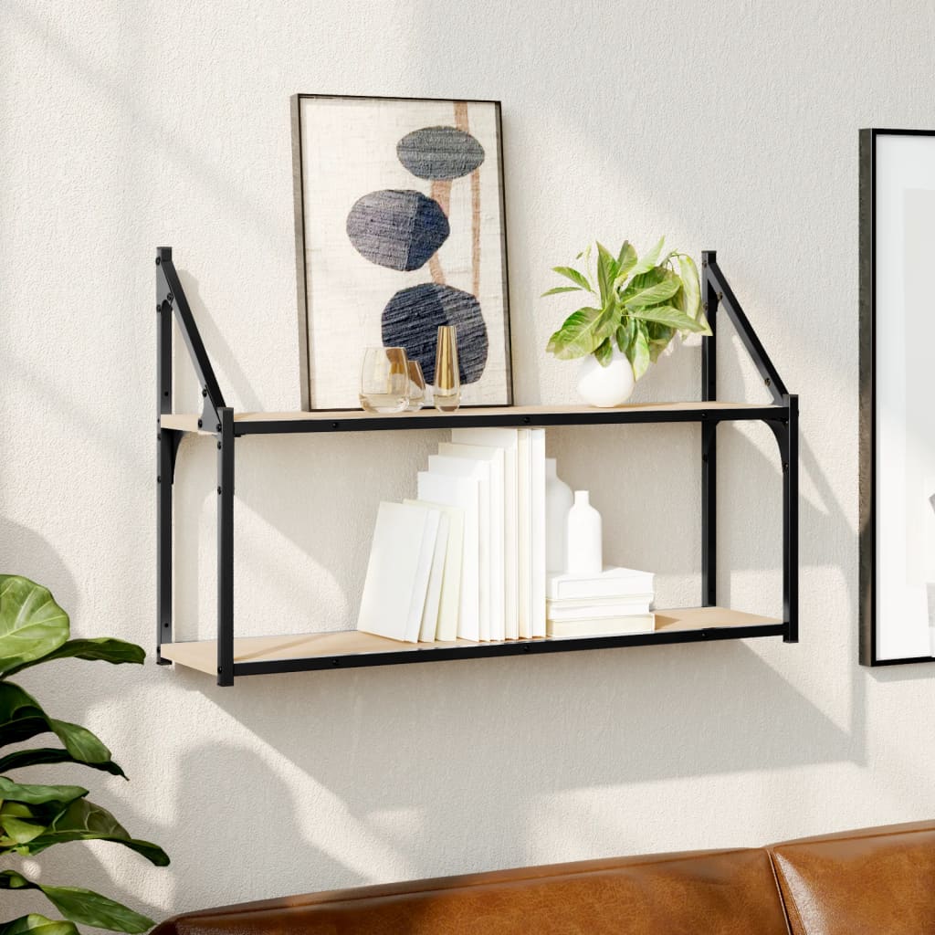 vidaXL 2-Tier Wall Shelf Sonoma Oak 80x21x51 cm Engineered Wood 1