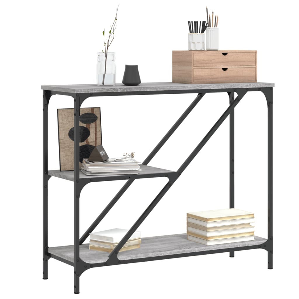 vidaXL Console Table Grey Sonoma 88.5x30x75 cm Engineered Wood 3