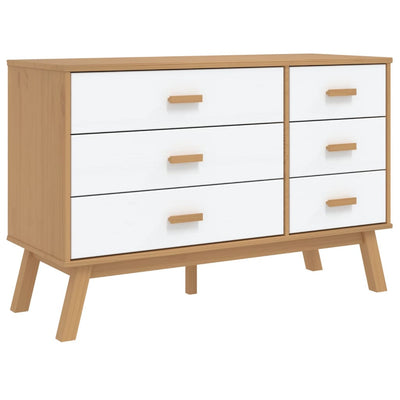 Drawer Cabinet OLDEN White and Brown Solid Wood Pine