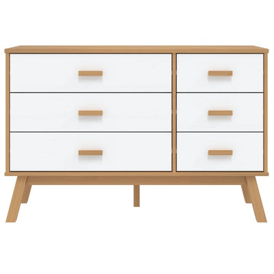 Drawer Cabinet OLDEN White and Brown Solid Wood Pine