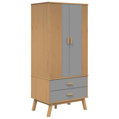 Wardrobe OLDEN Grey and Brown 76.5x53x172 cm Solid Wood Pine