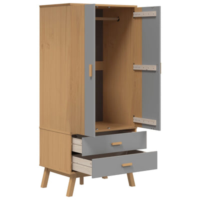 Wardrobe OLDEN Grey and Brown 76.5x53x172 cm Solid Wood Pine