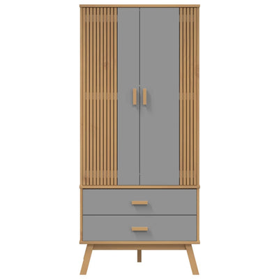 Wardrobe OLDEN Grey and Brown 76.5x53x172 cm Solid Wood Pine