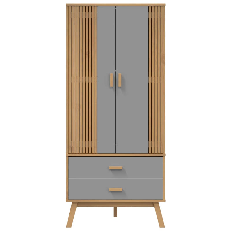 Wardrobe OLDEN Grey and Brown 76.5x53x172 cm Solid Wood Pine