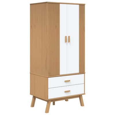 Wardrobe OLDEN White and Brown 76.5x53x172 cm Solid Wood Pine