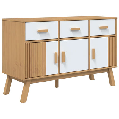 Sideboard OLDEN White and Brown 114x43x73.5 cm Solid Wood Pine