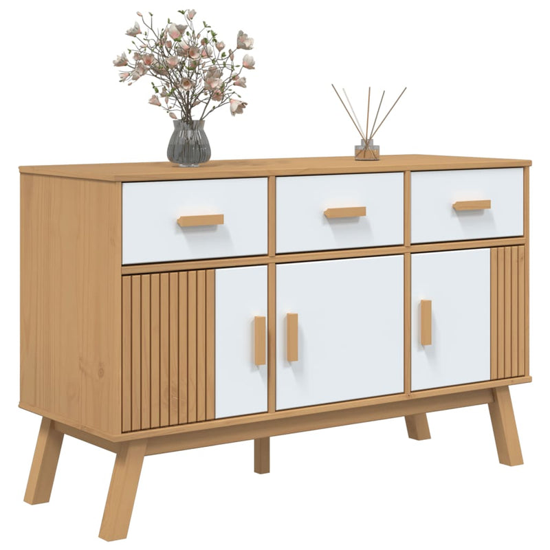 Sideboard OLDEN White and Brown 114x43x73.5 cm Solid Wood Pine