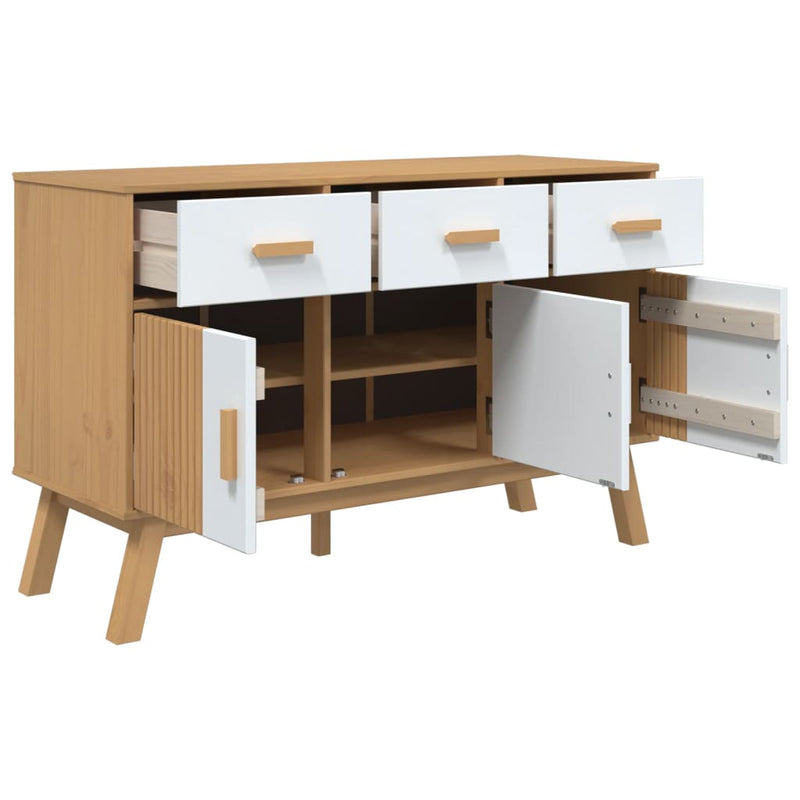 Sideboard OLDEN White and Brown 114x43x73.5 cm Solid Wood Pine