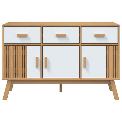 Sideboard OLDEN White and Brown 114x43x73.5 cm Solid Wood Pine