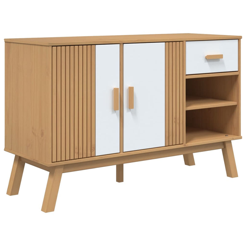 Sideboard OLDEN White and Brown 114x43x73.5 cm Solid Wood Pine