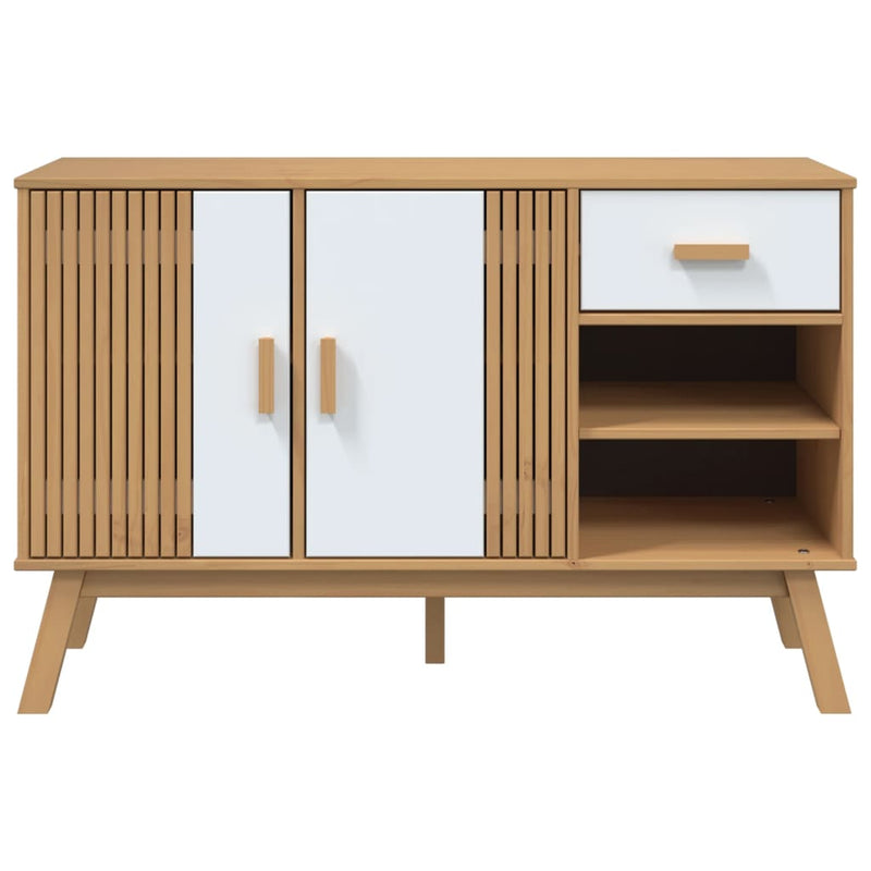 Sideboard OLDEN White and Brown 114x43x73.5 cm Solid Wood Pine