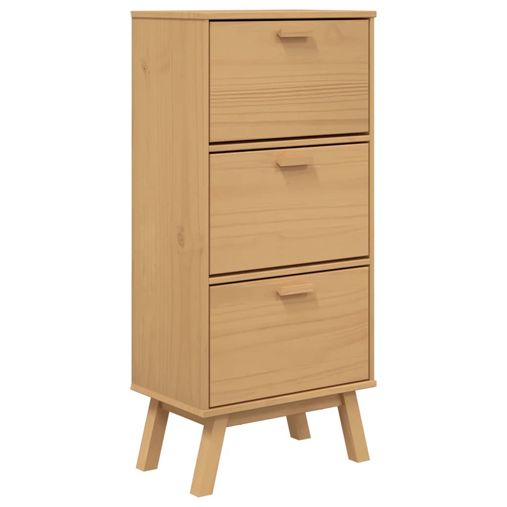 vidaXL Shoe Cabinet OLDEN Brown 55x35x120cm Solid Wood Pine 2