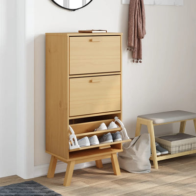 Shoe Cabinet OLDEN Brown 55x35x120cm Solid Wood Pine