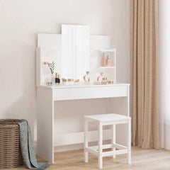 vidaXL Dressing Table with Mirror White 96x39x142 cm 1
