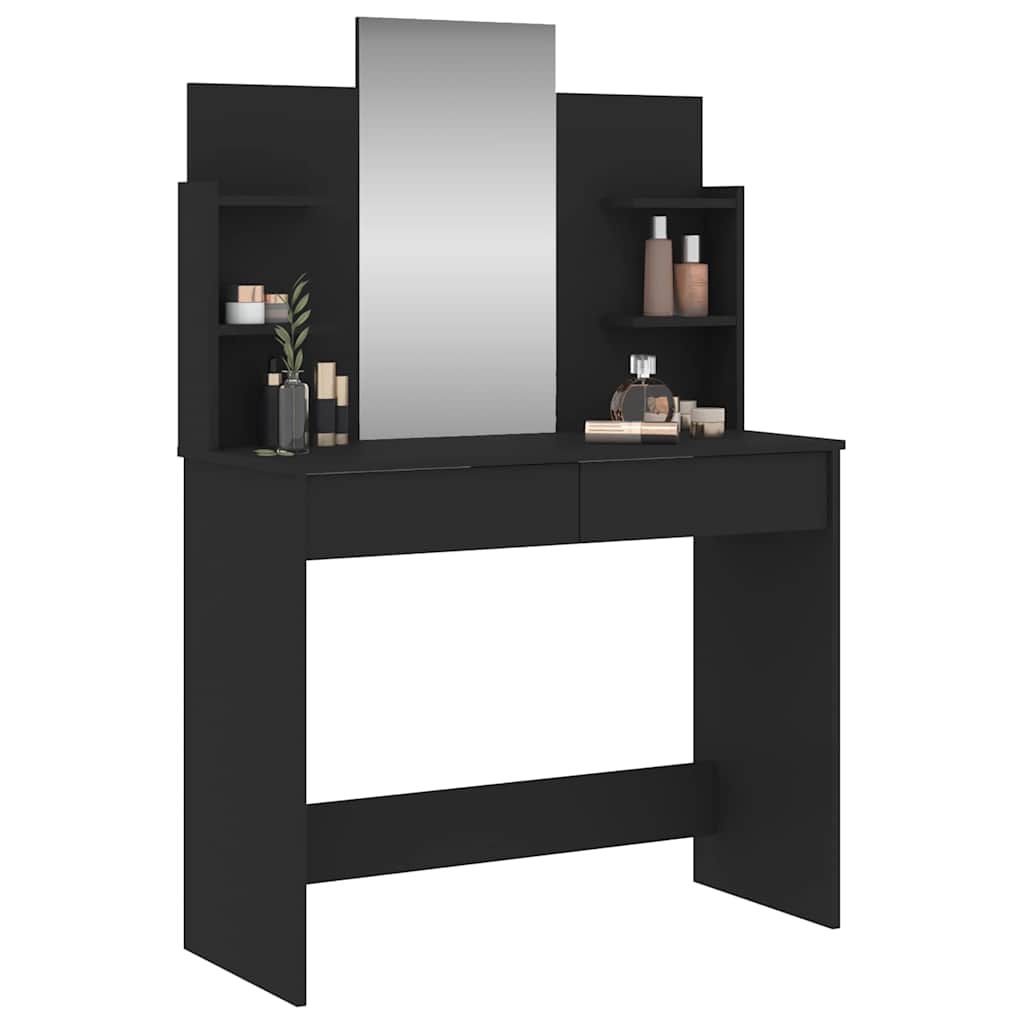 vidaXL Dressing Table with Mirror Black 96x39x142 cm 3