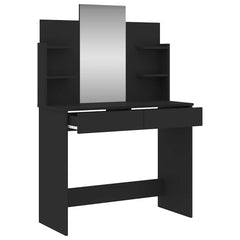 vidaXL Dressing Table with Mirror Black 96x39x142 cm 5