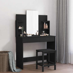 vidaXL Dressing Table with Mirror Black 96x39x142 cm 1