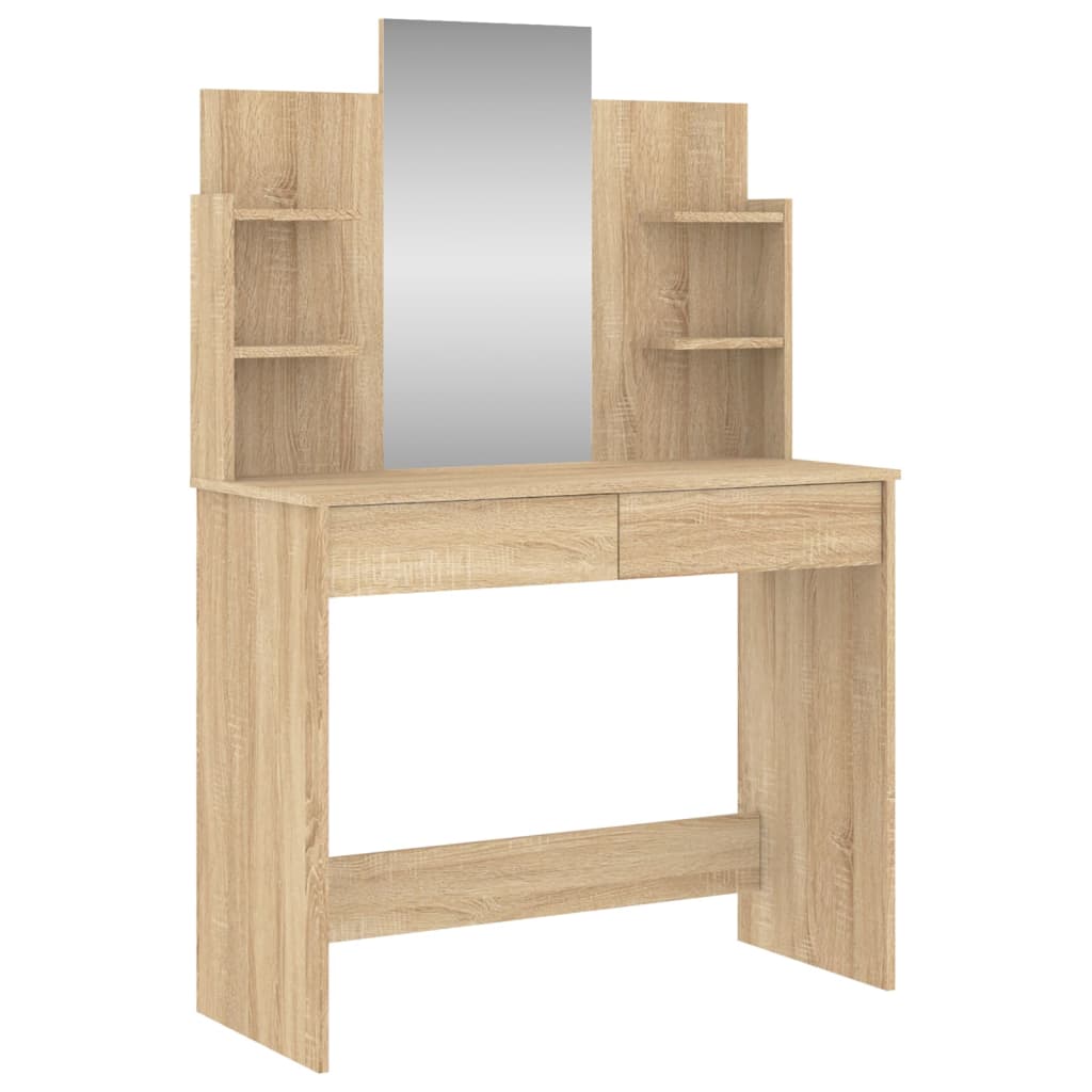 vidaXL Dressing Table with Mirror Sonoma Oak 96x39x142 cm 2