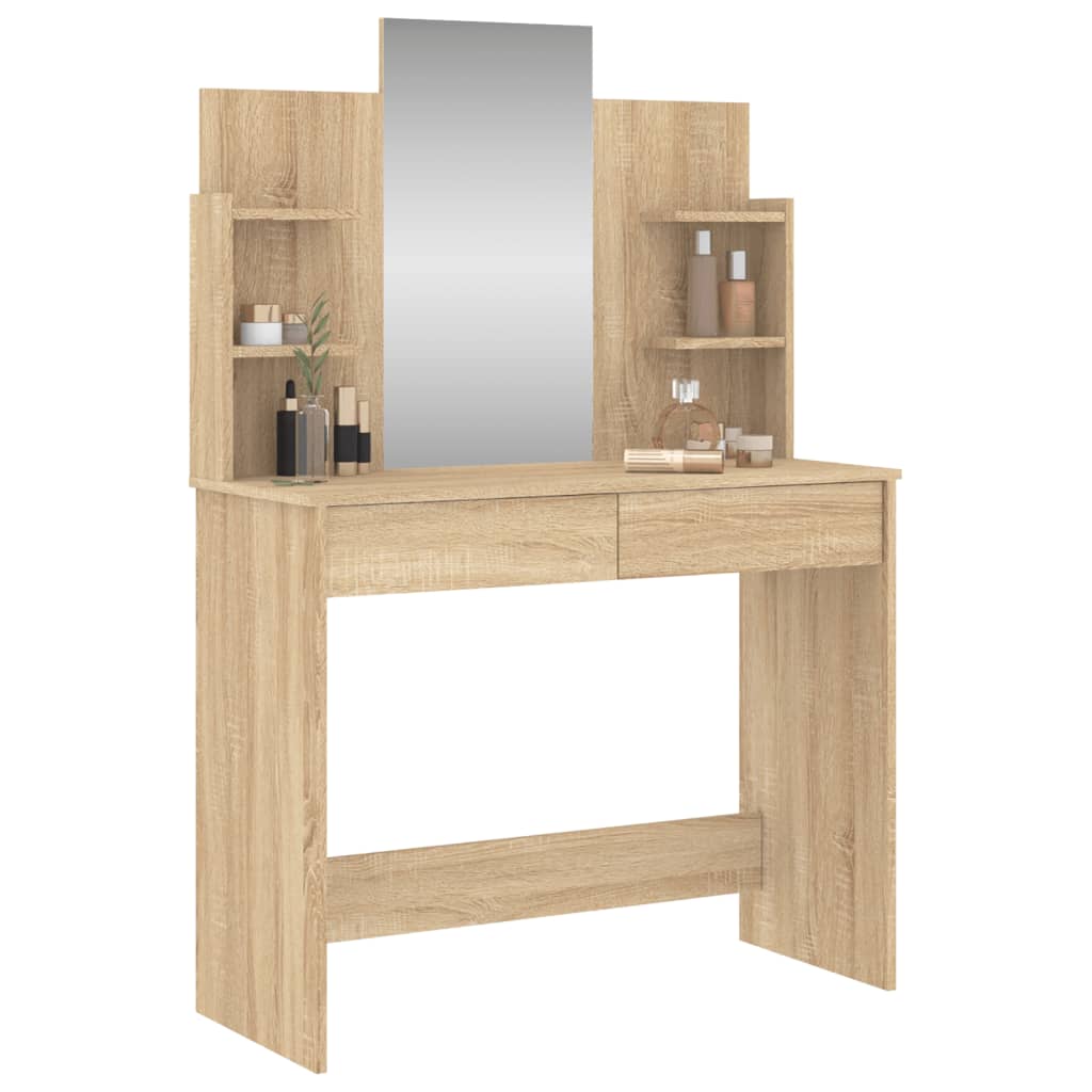 vidaXL Dressing Table with Mirror Sonoma Oak 96x39x142 cm 3