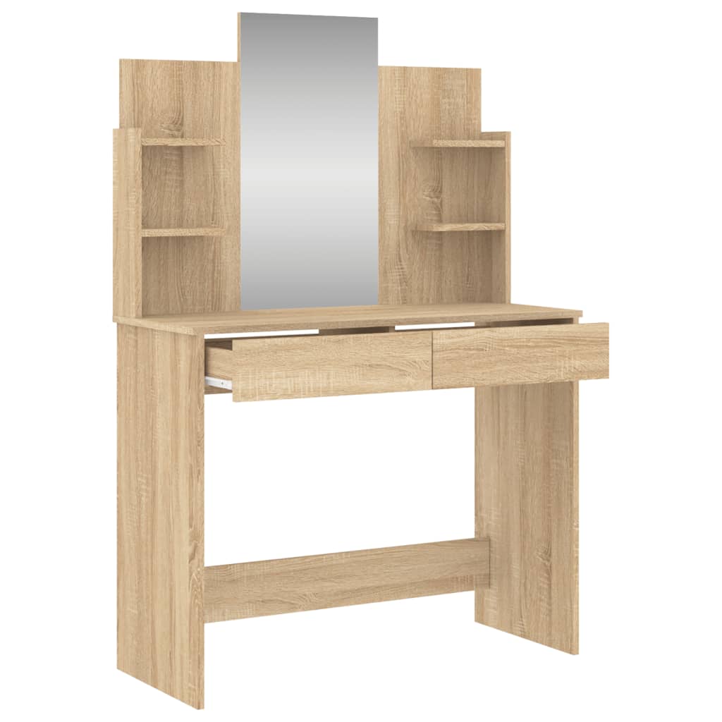 vidaXL Dressing Table with Mirror Sonoma Oak 96x39x142 cm 5