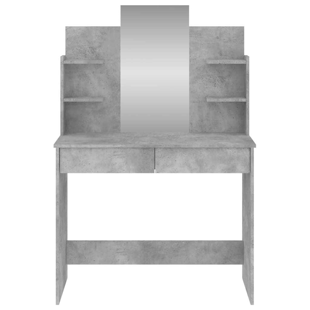 vidaXL Dressing Table with Mirror Concrete Grey 96x39x142 cm 4