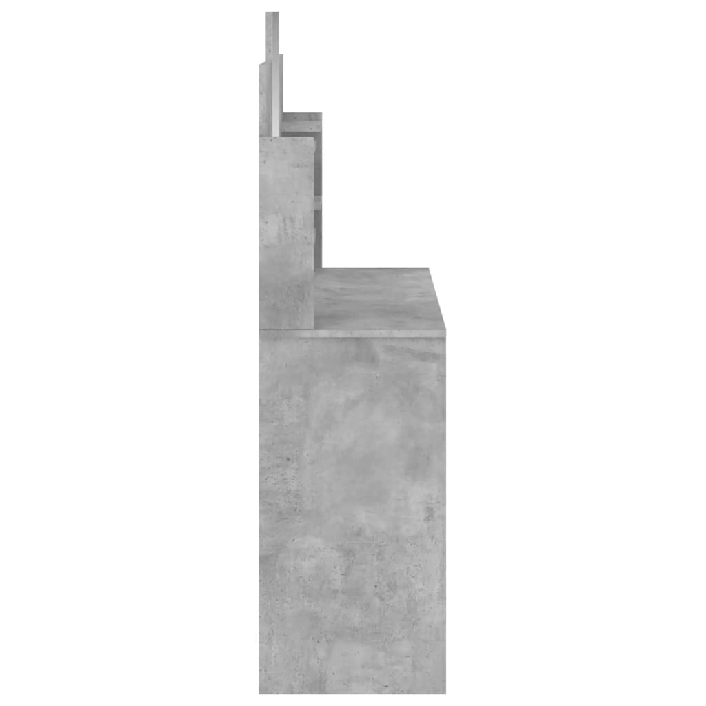 vidaXL Dressing Table with Mirror Concrete Grey 96x39x142 cm 6