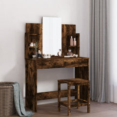 Dressing Table with Mirror 96x39x142 cm Smoked oak