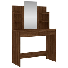 Dressing Table with Mirror 96x39x142 cm Brown oak