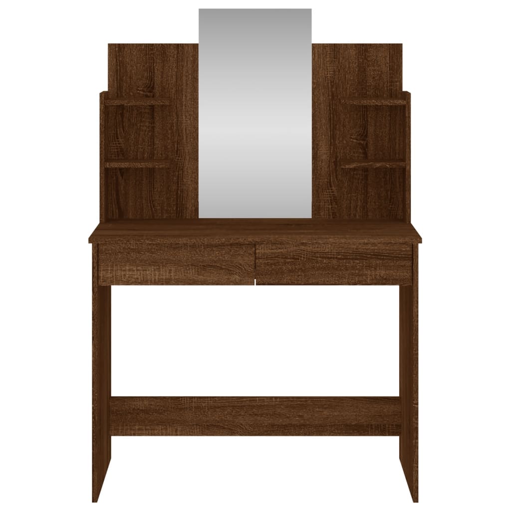 Dressing Table with Mirror 96x39x142 cm Brown oak