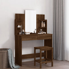 Dressing Table with Mirror 96x39x142 cm Brown oak