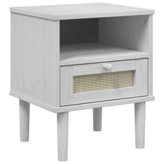 vidaXL Bedside Cabinet SENJA Rattan Look White 40x35x48 cm Solid Wood Pine 2