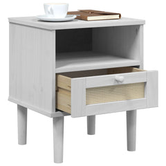 vidaXL Bedside Cabinet SENJA Rattan Look White 40x35x48 cm Solid Wood Pine 4