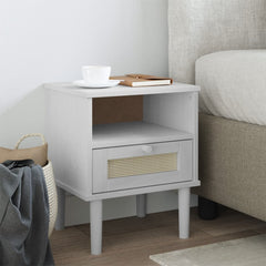 vidaXL Bedside Cabinet SENJA Rattan Look White 40x35x48 cm Solid Wood Pine 1
