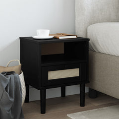 Bedside Cabinet "SENJA" Rattan Look 40x35x48 cm Black